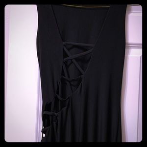 Black floor length cut out dress